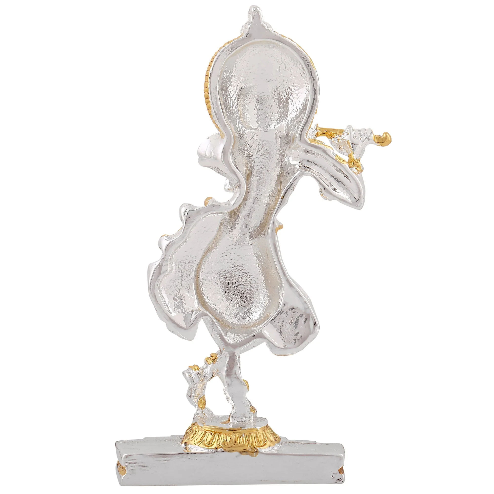 Estele Gold & Rhodium Plated Playing Flute Sri Krishna Idol For Home/Car Decor. - Image 4