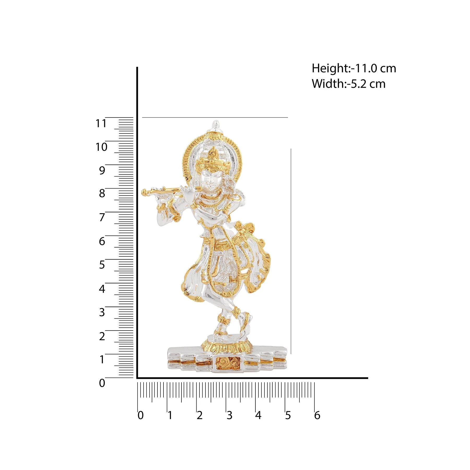 Estele Gold & Rhodium Plated Playing Flute Sri Krishna Idol For Home/Car Decor. - Image 5