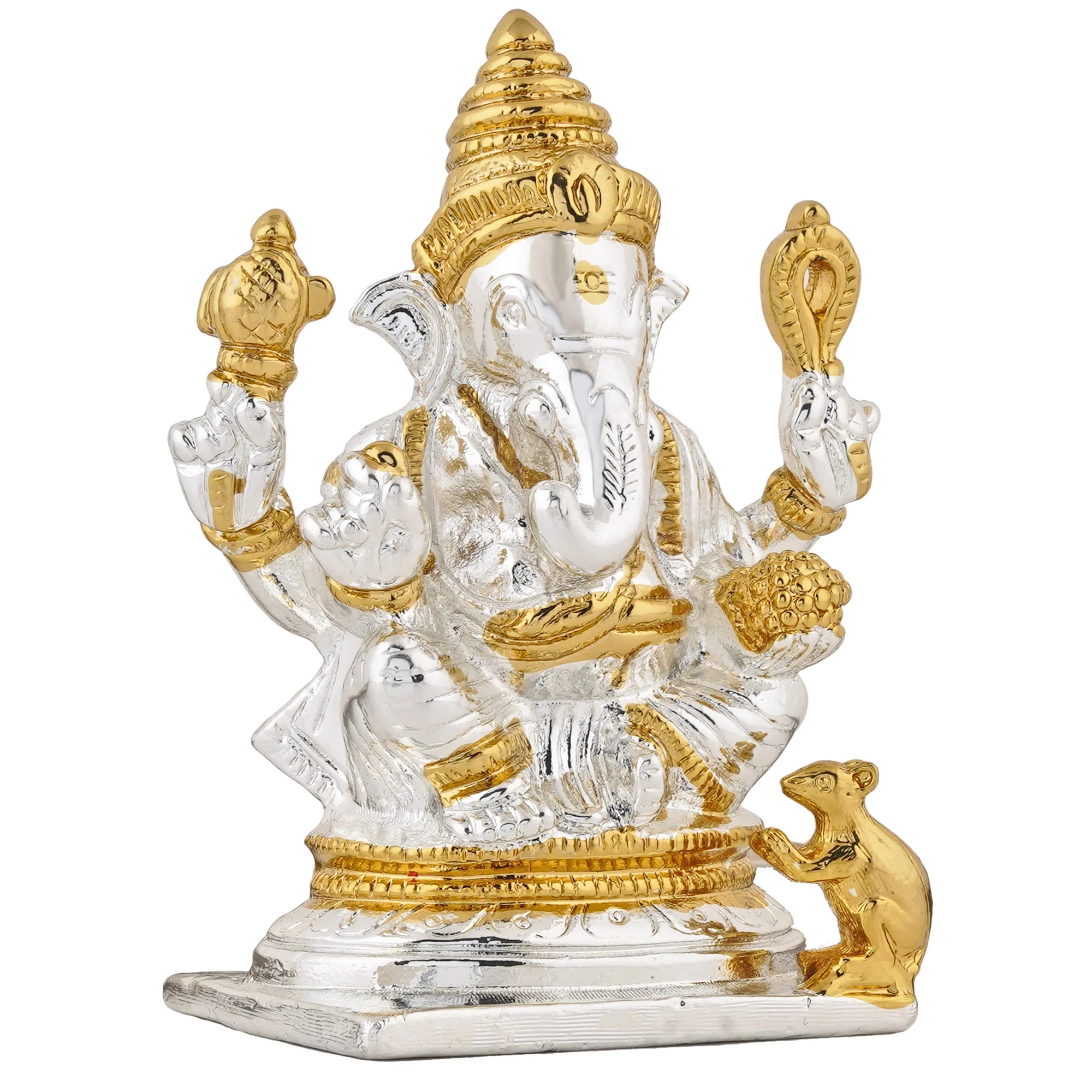 Estele Gold & Rhodium Plated Spiritual Lord Ganesh Idol For Gifts & House Warming/Home/Office Decors. - Image 3