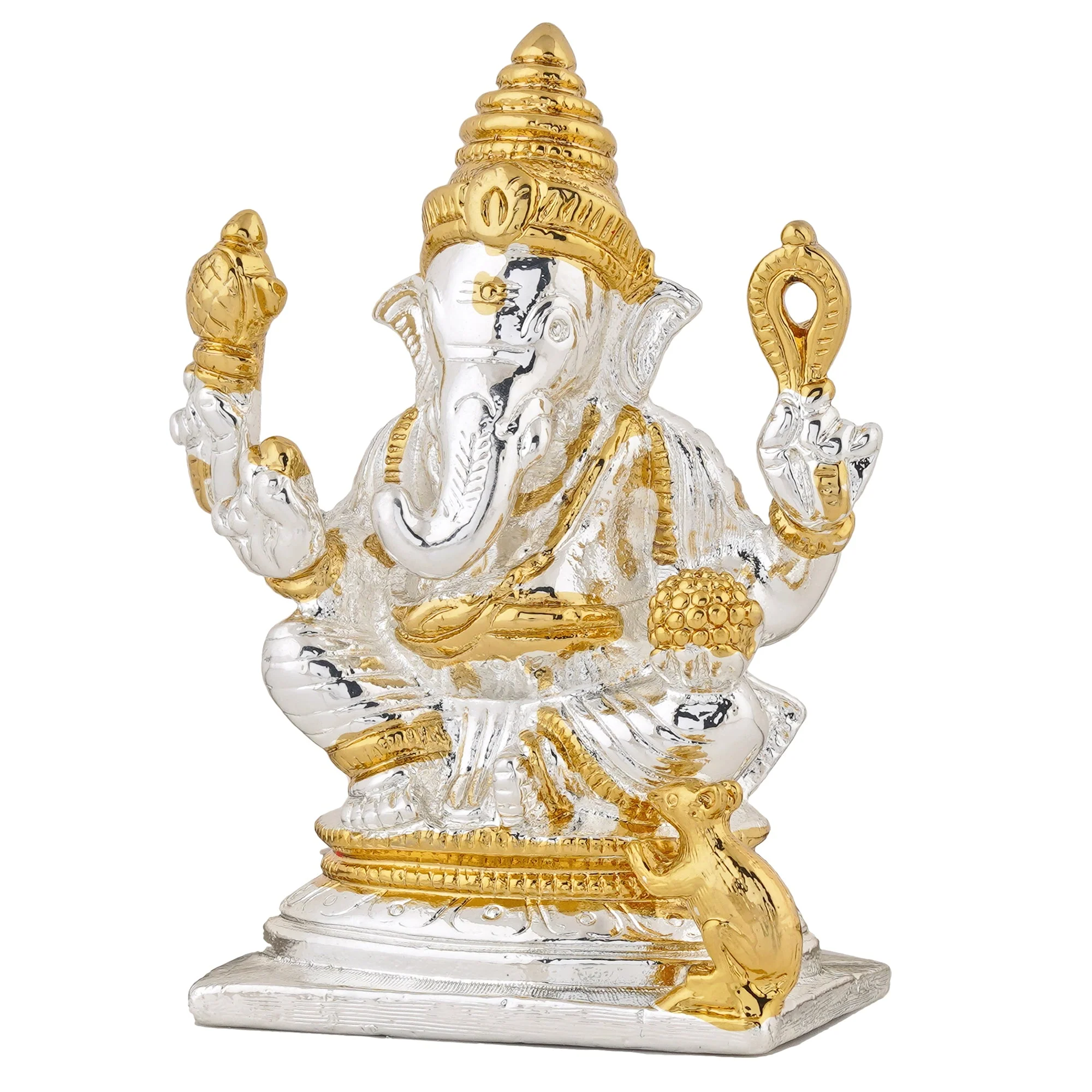 Estele Gold & Rhodium Plated Spiritual Lord Ganesh Idol For Gifts & House Warming/Home/Office Decors. - Image 8