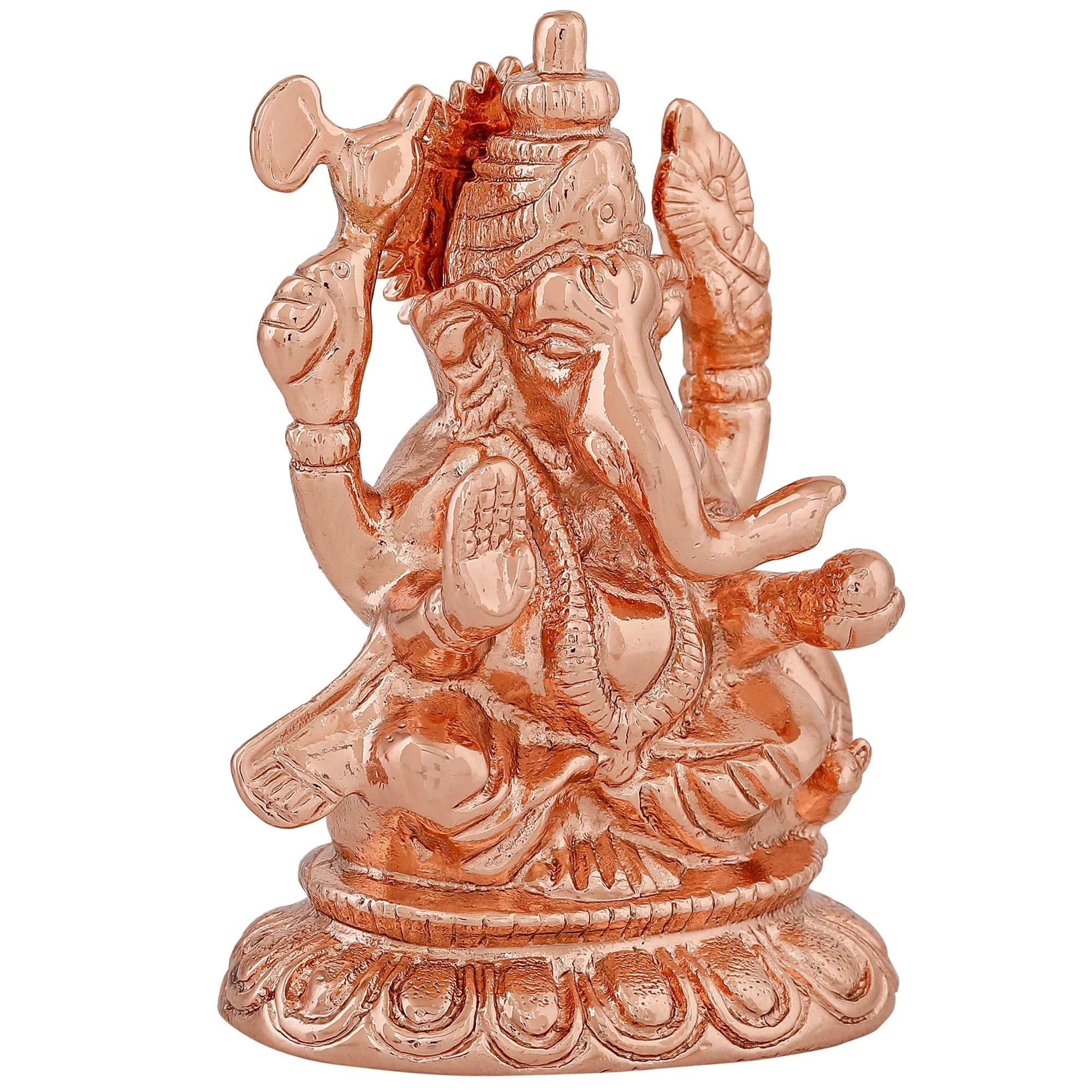 Estele Pink/Rosegold Plated Spiritual Ganesh Idol For Pooja/Car Decor - Image 3