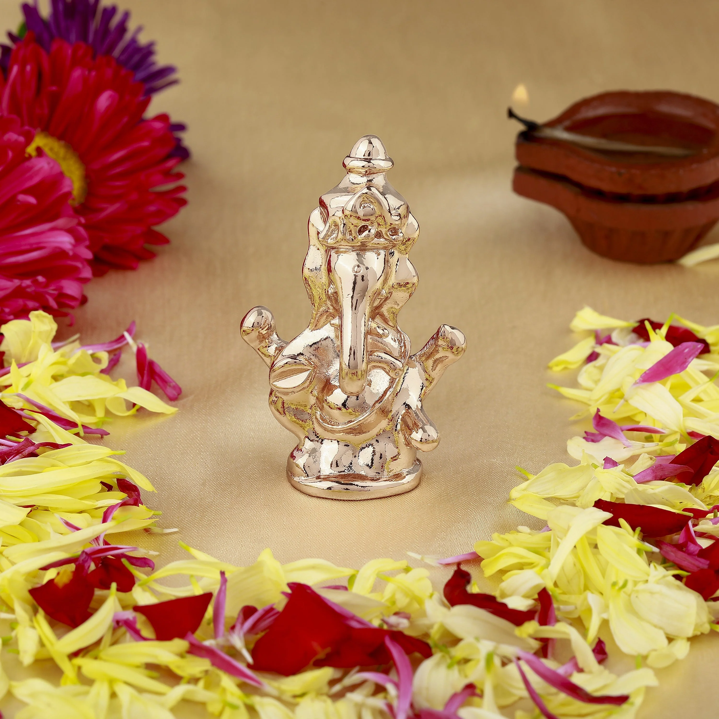 Estele Pink/Rosegold Plated Spiritual Lord Ganesh Idol For Gifts & House Warming/Home/Office Decors. - Image 8