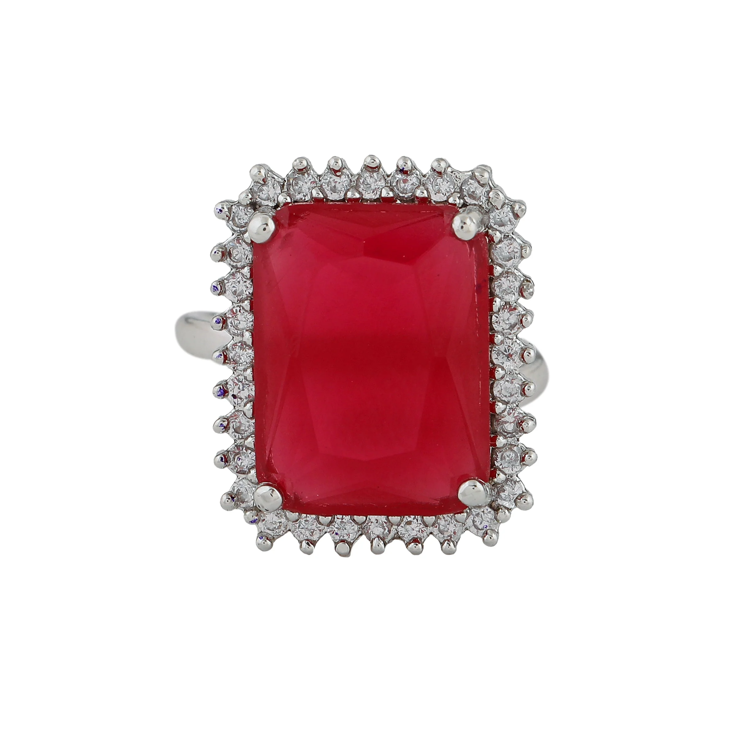 Estele Rhodium Plated Cz Sparkling Finger Ring For Women(Adjustable) - Image 4