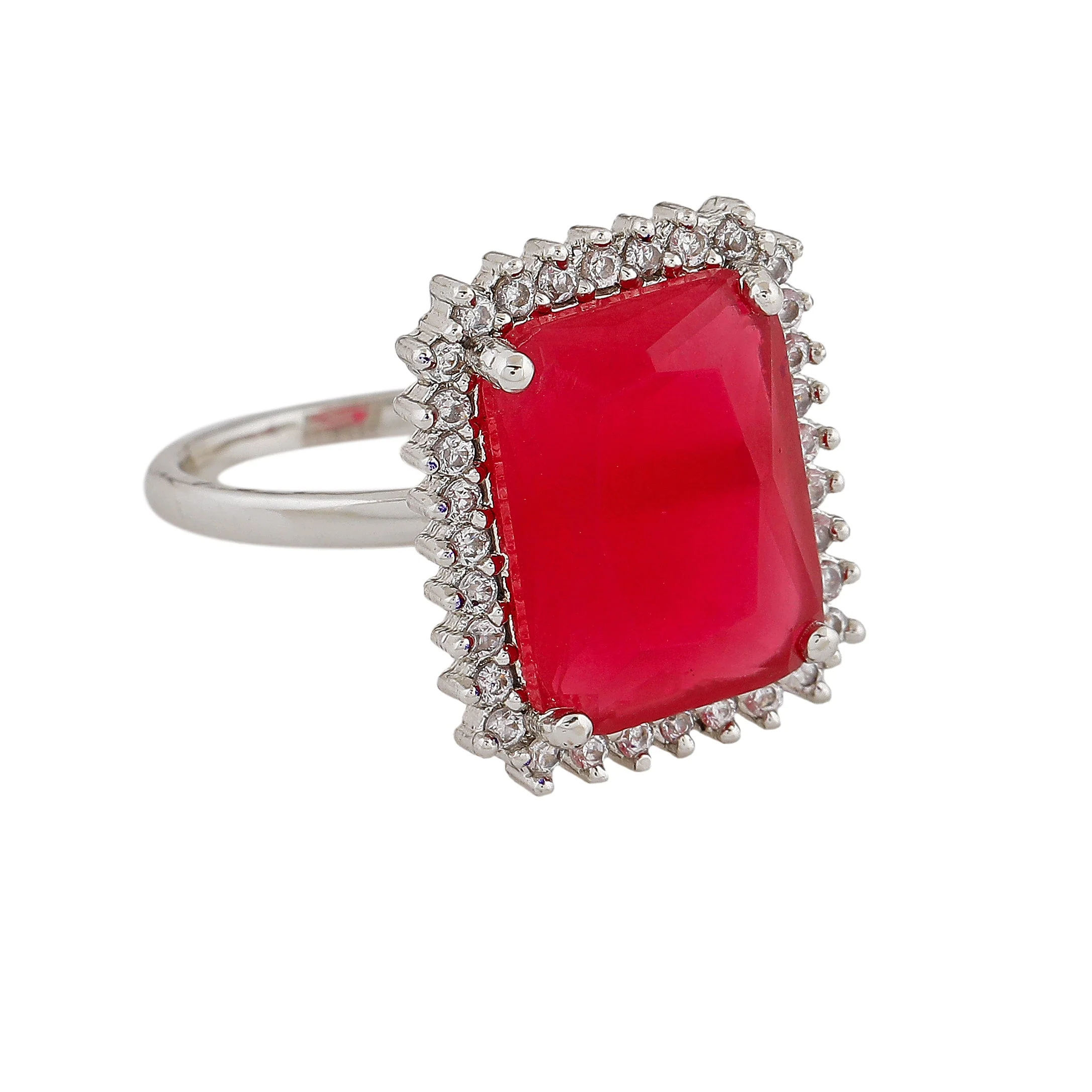 Estele Rhodium Plated Cz Sparkling Finger Ring For Women(Adjustable) - Image 5