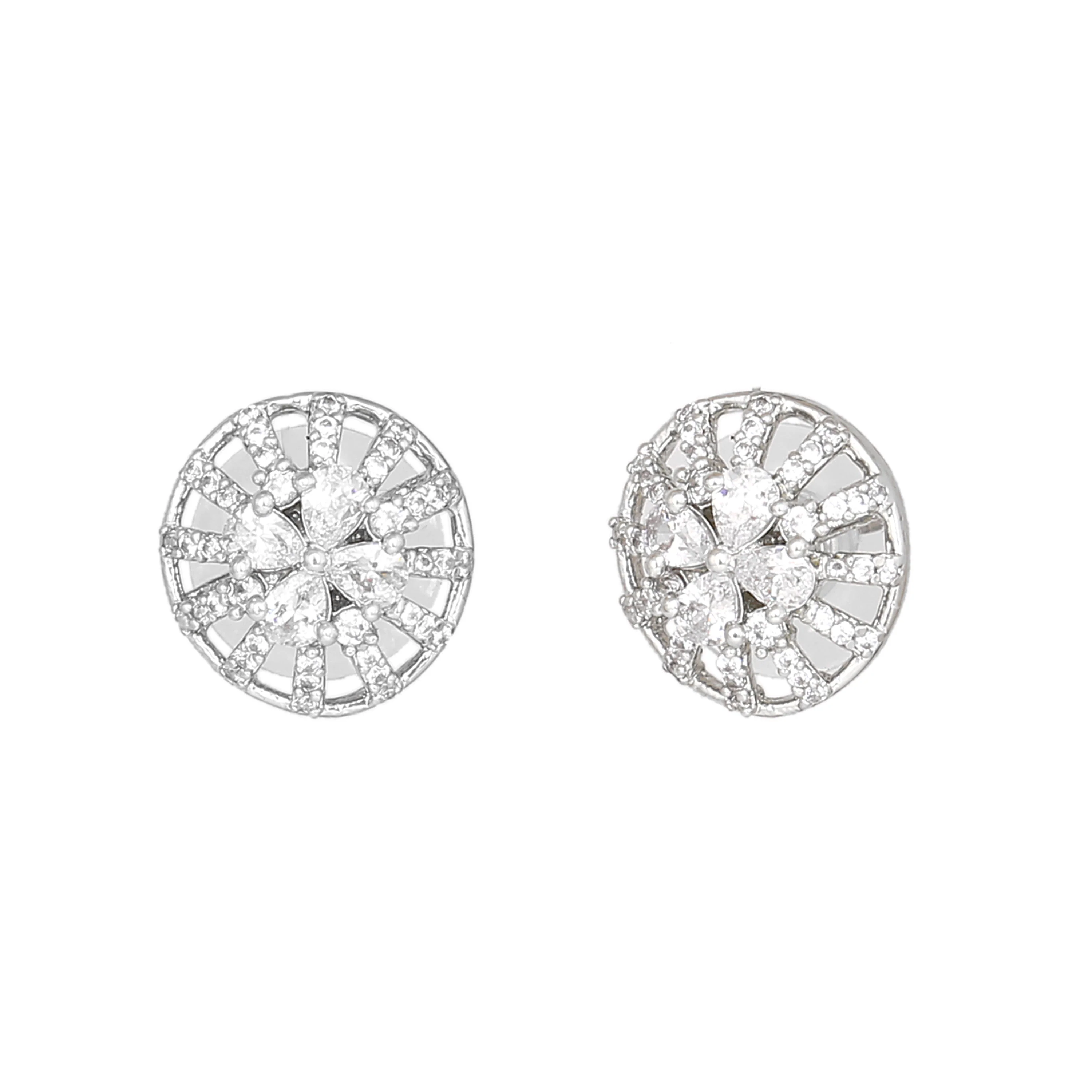 Estele Rhodium Plated CZ Twinkling Stud Earrings for Women - Image 3