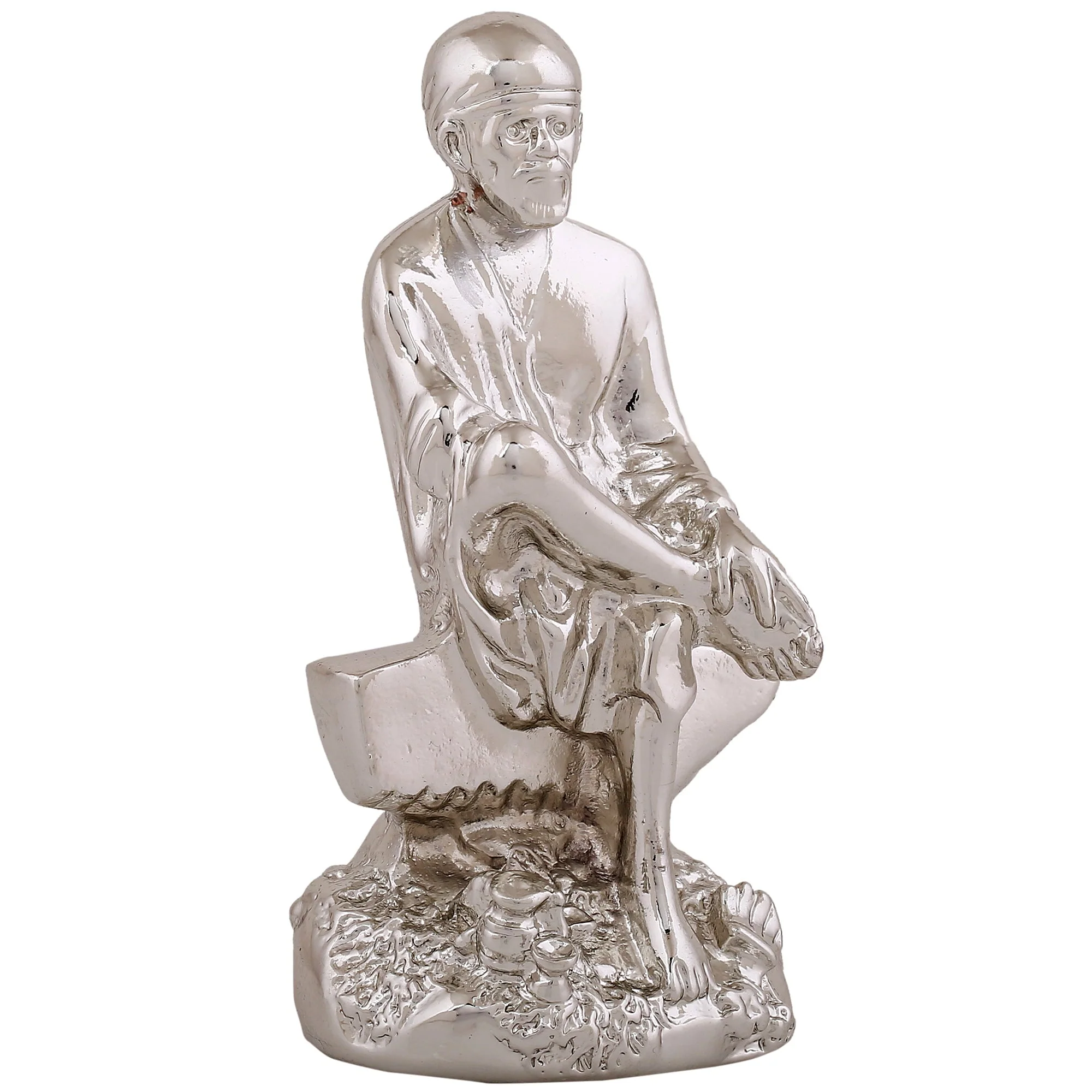 Estele Rhodium Plated Divine Shirdi Wale Sai Baba Idol For Pooja/Car Decor. - Image 3