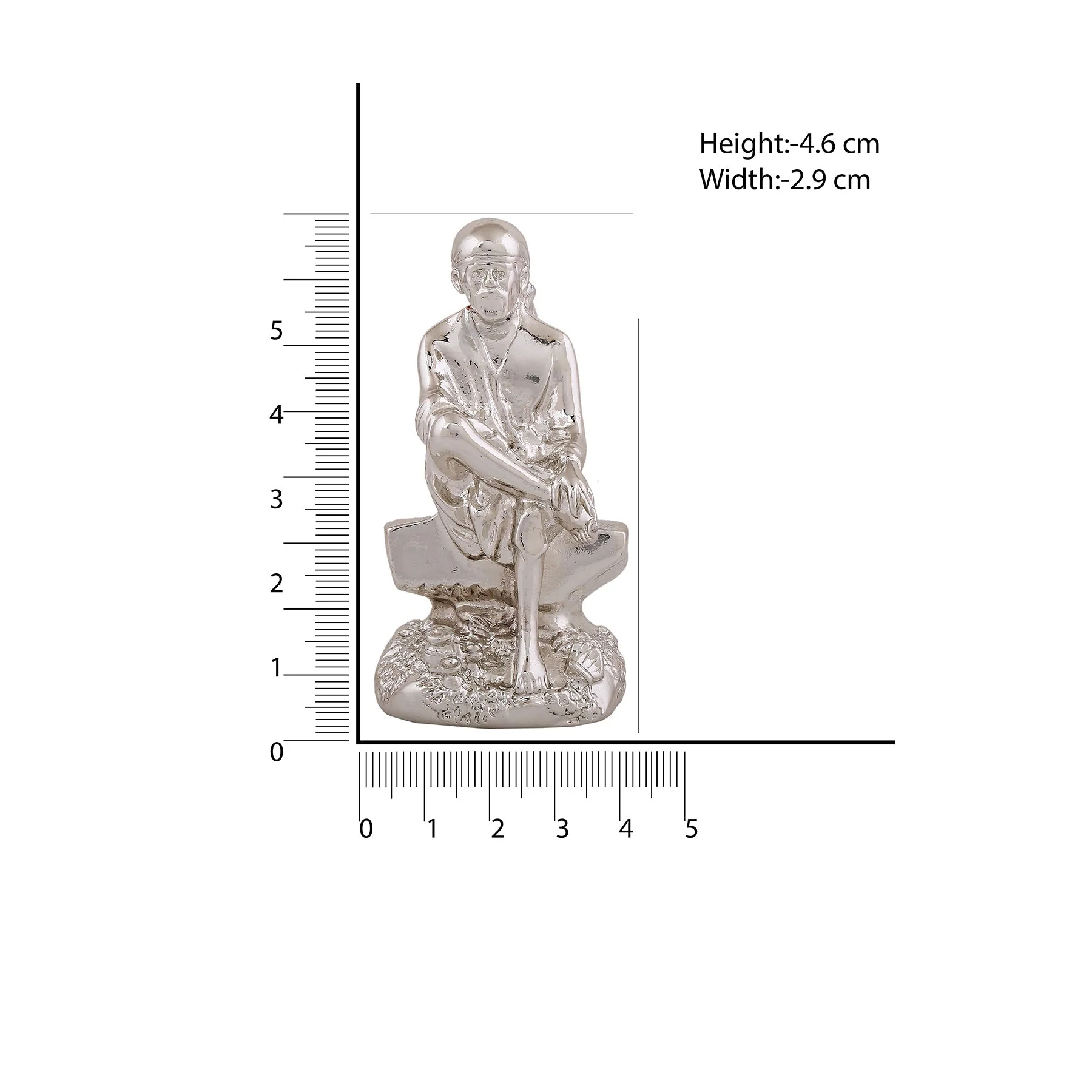 Estele Rhodium Plated Divine Shirdi Wale Sai Baba Idol For Pooja/Car Decor. - Image 5