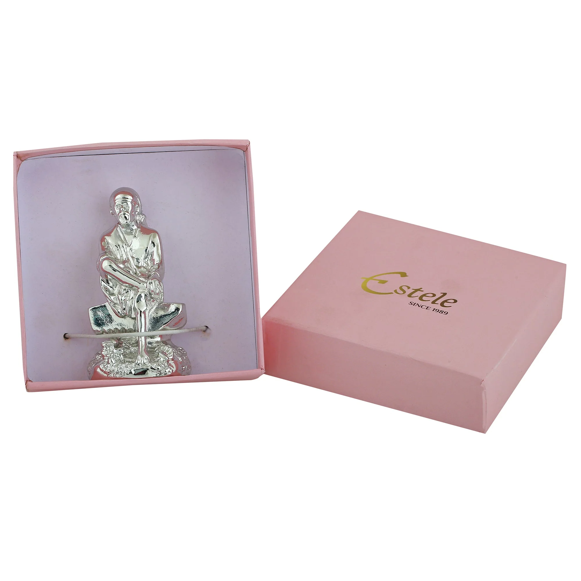 Estele Rhodium Plated Divine Shirdi Wale Sai Baba Idol For Pooja/Car Decor. - Image 6