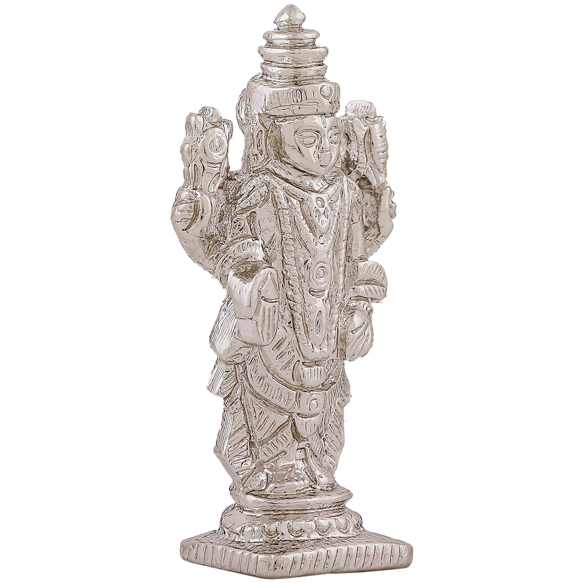 Estele Rhodium Plated Lord Tirupati Balaji Idol Showpiece For Pooja Mandir/ Home Decorative - Image 3