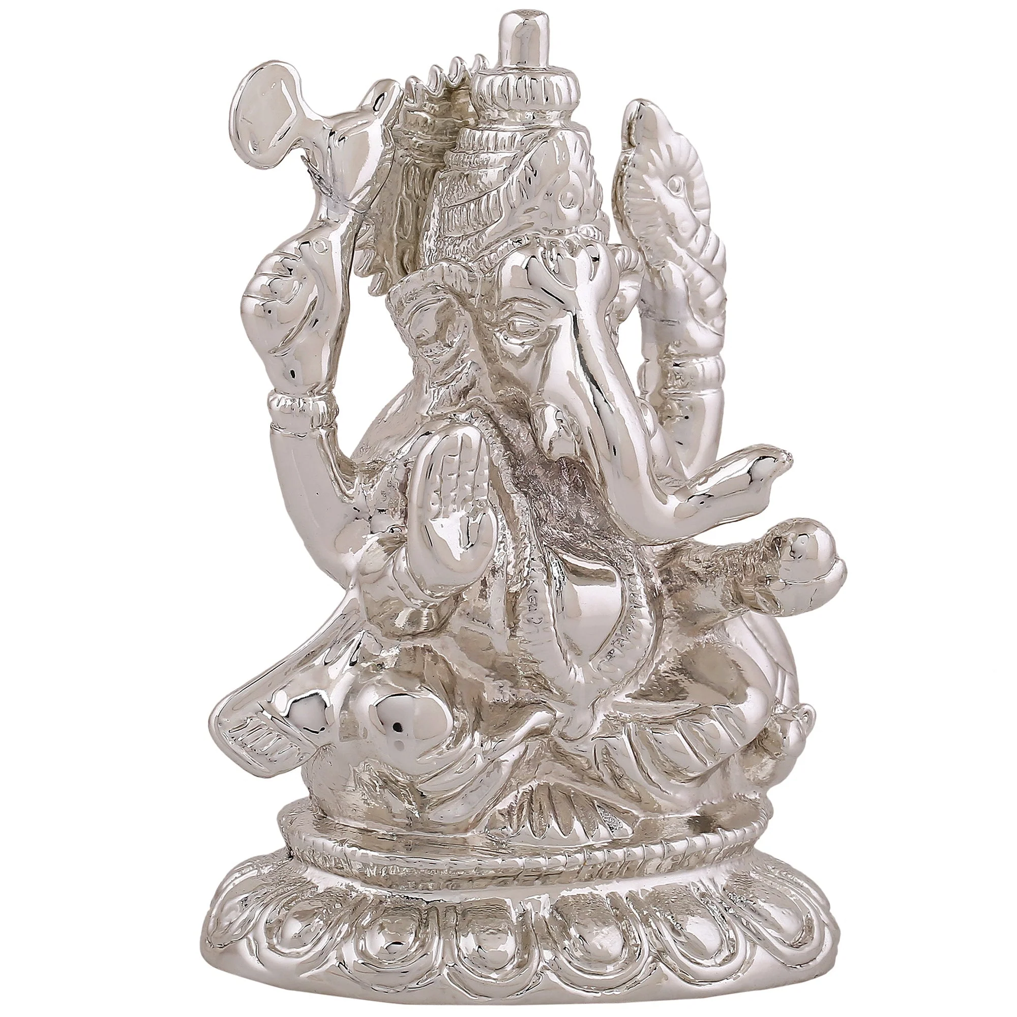 Estele Rhodium Plated Spiritual Lord Ganesh Idol For Gifts & House Warming/Home/Office Decors. - Image 3