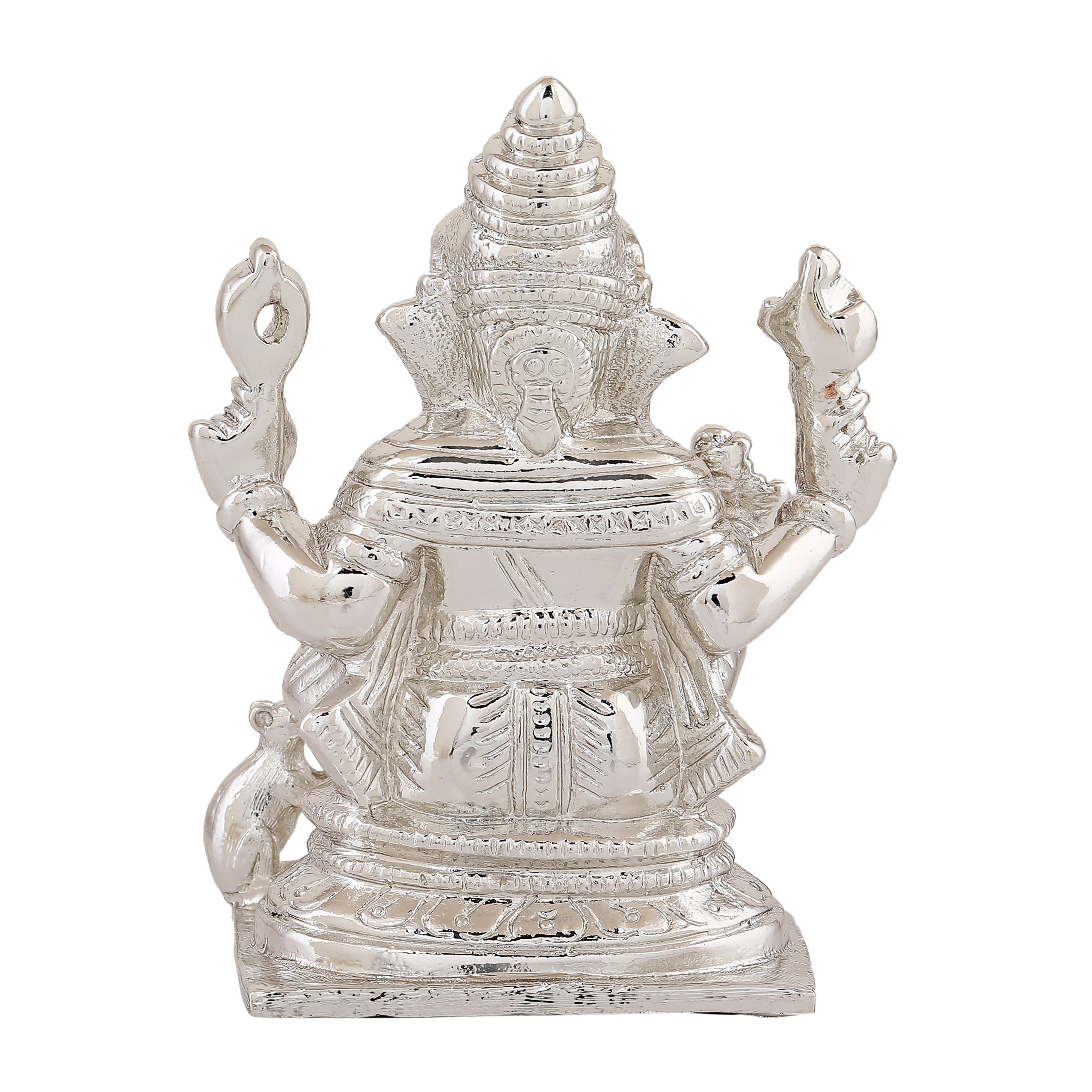 Estele Rhodium Plated Spiritual Lord Ganesh Idol For Gifts & House Warming/Home/Office Decors. - Image 4