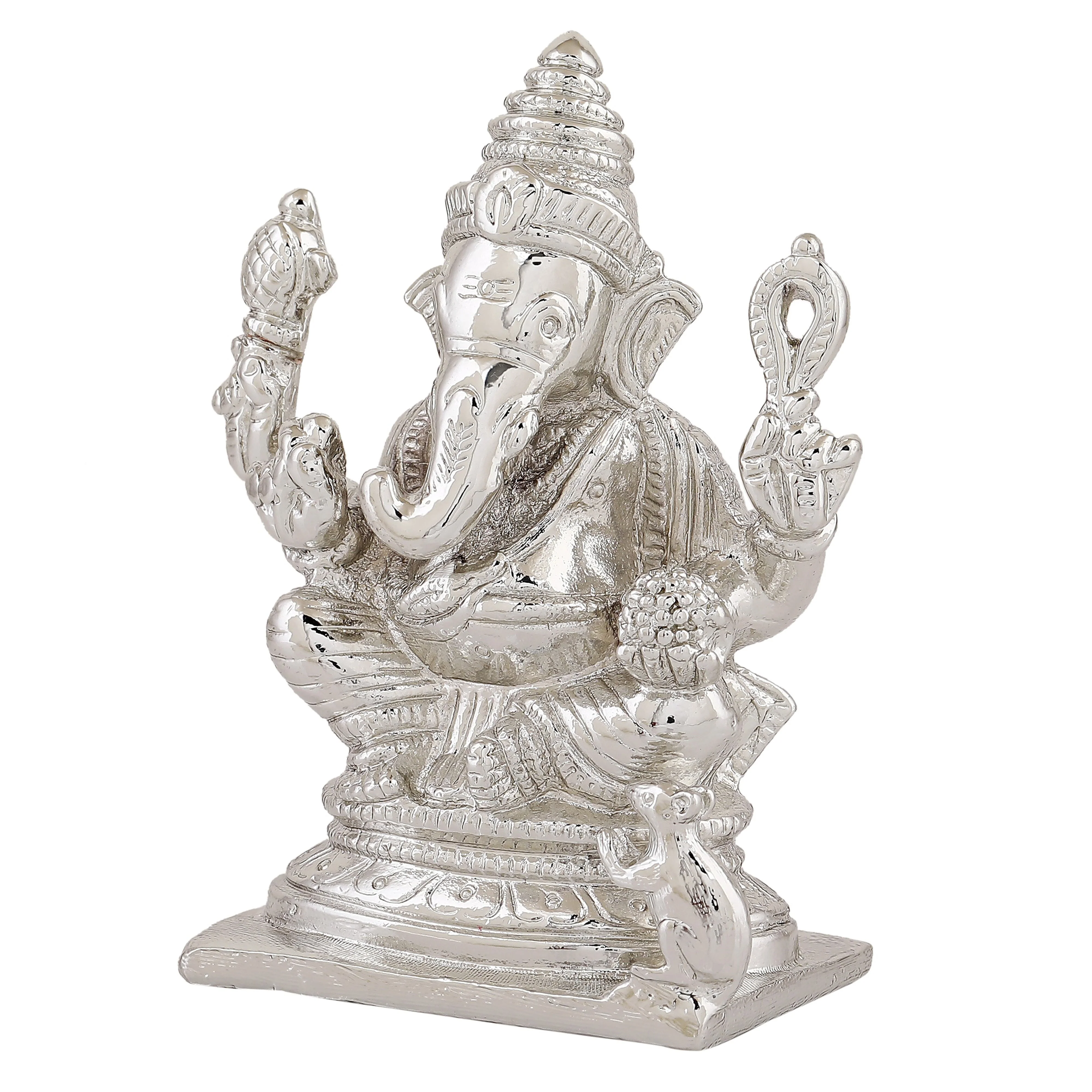 Estele Rhodium Plated Spiritual Lord Ganesh Idol For Gifts & House Warming/Home/Office Decors. - Image 9