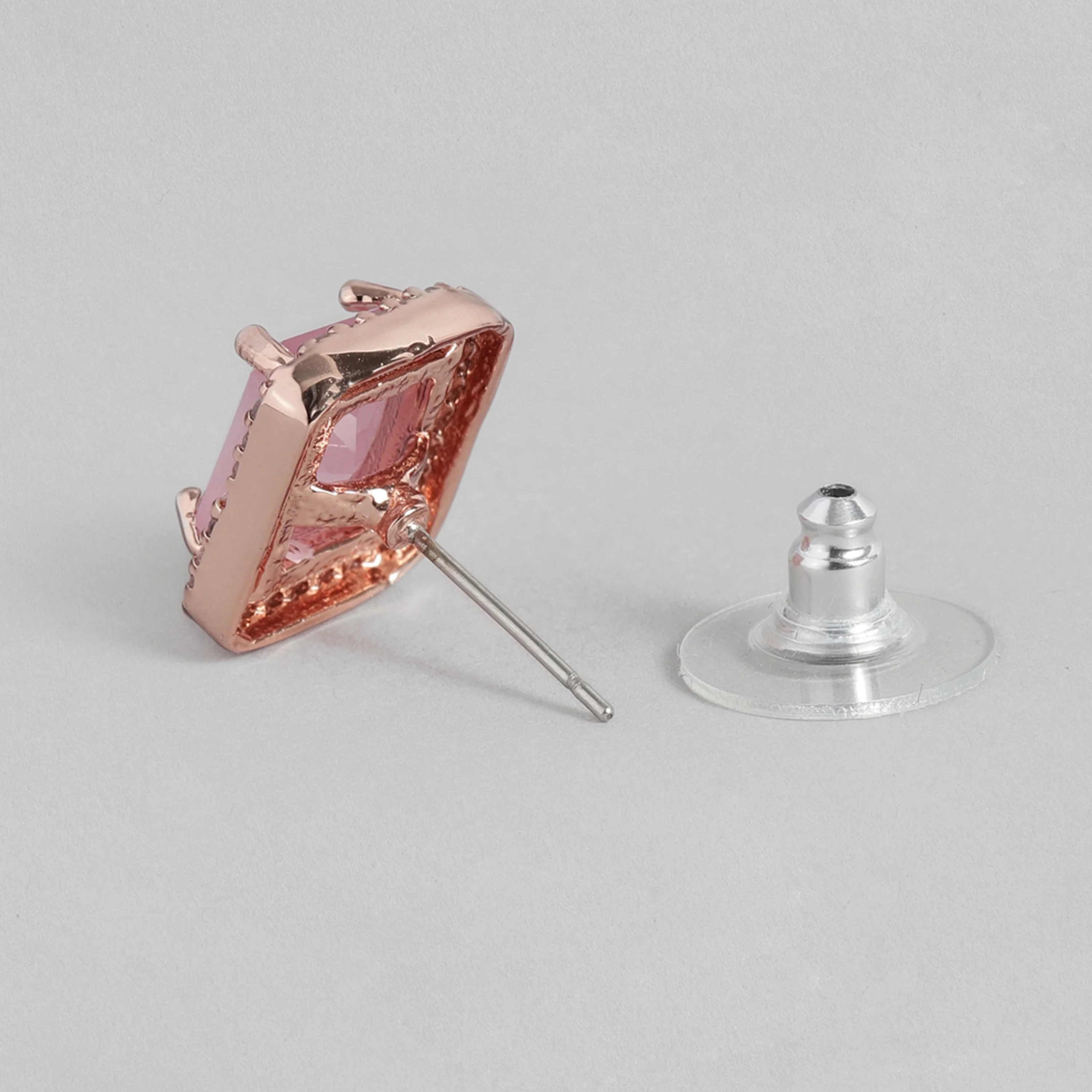 Estele Rose Gold Plated Cz Sparkling Square Designer Pendant Set With Mint Pink Crystals For Women - Image 7
