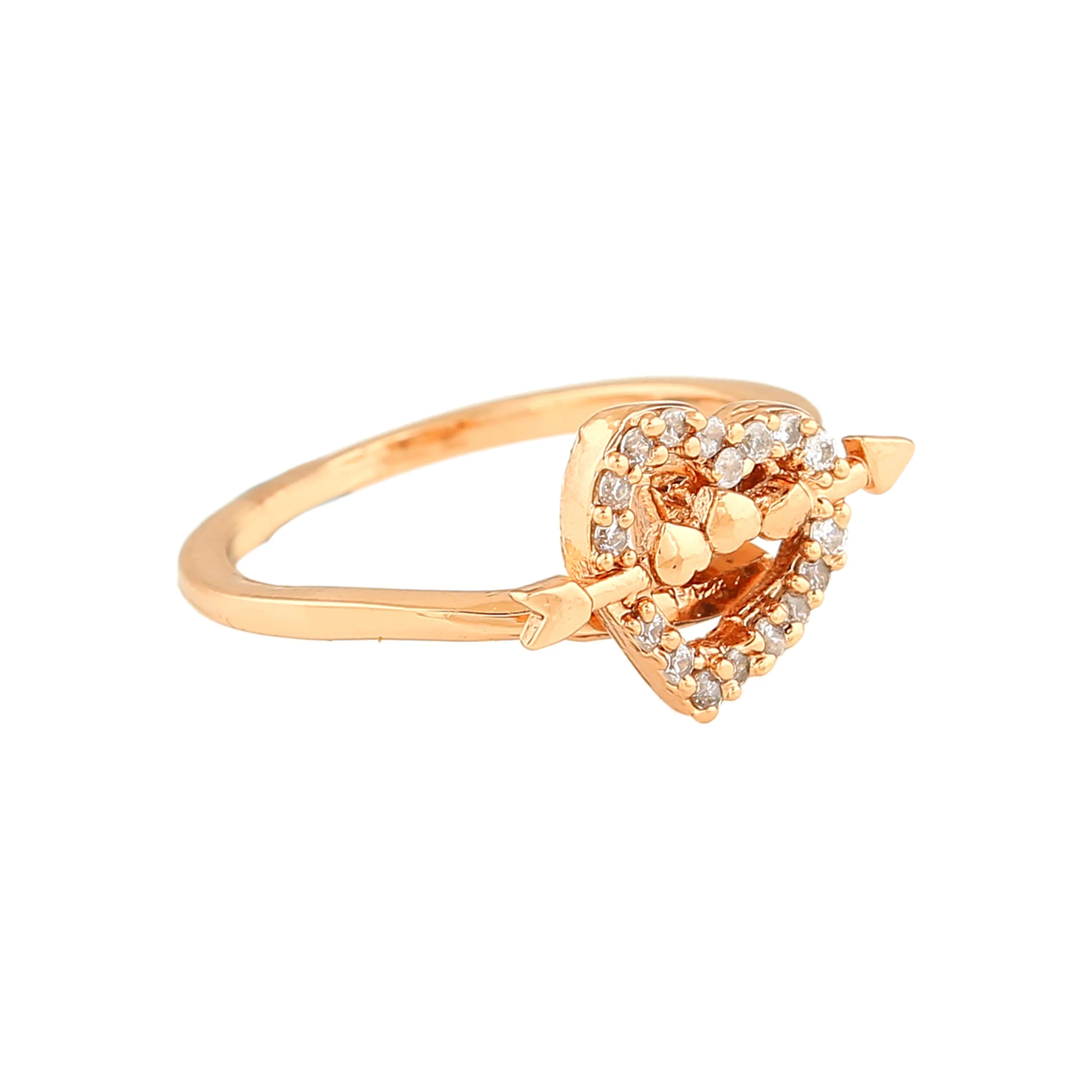 Estele Rose Gold Plated Heart-Shaped Ruby Stone Finger Ring For Women - Image 3