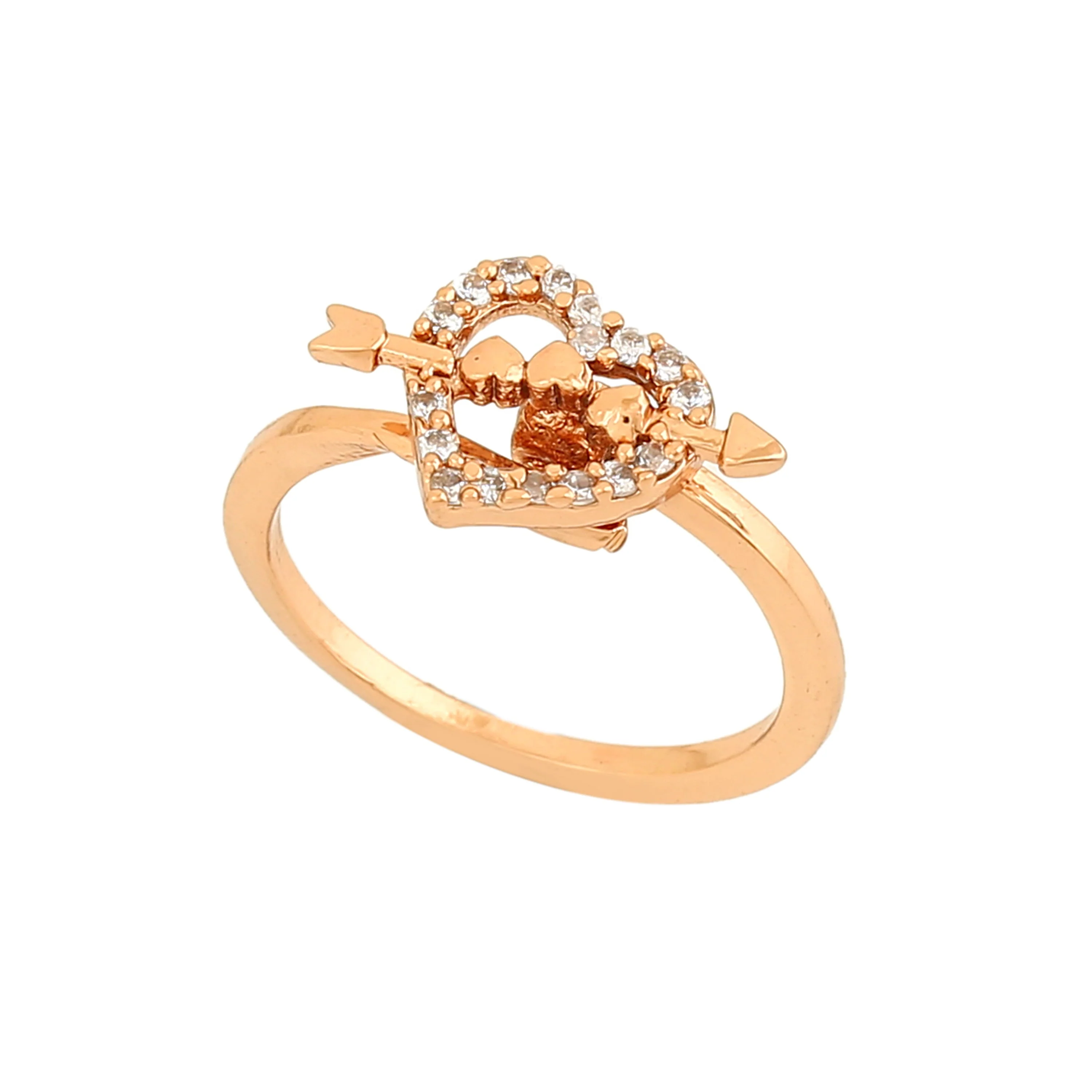 Estele Rose Gold Plated Heart-Shaped Ruby Stone Finger Ring For Women - Image 4
