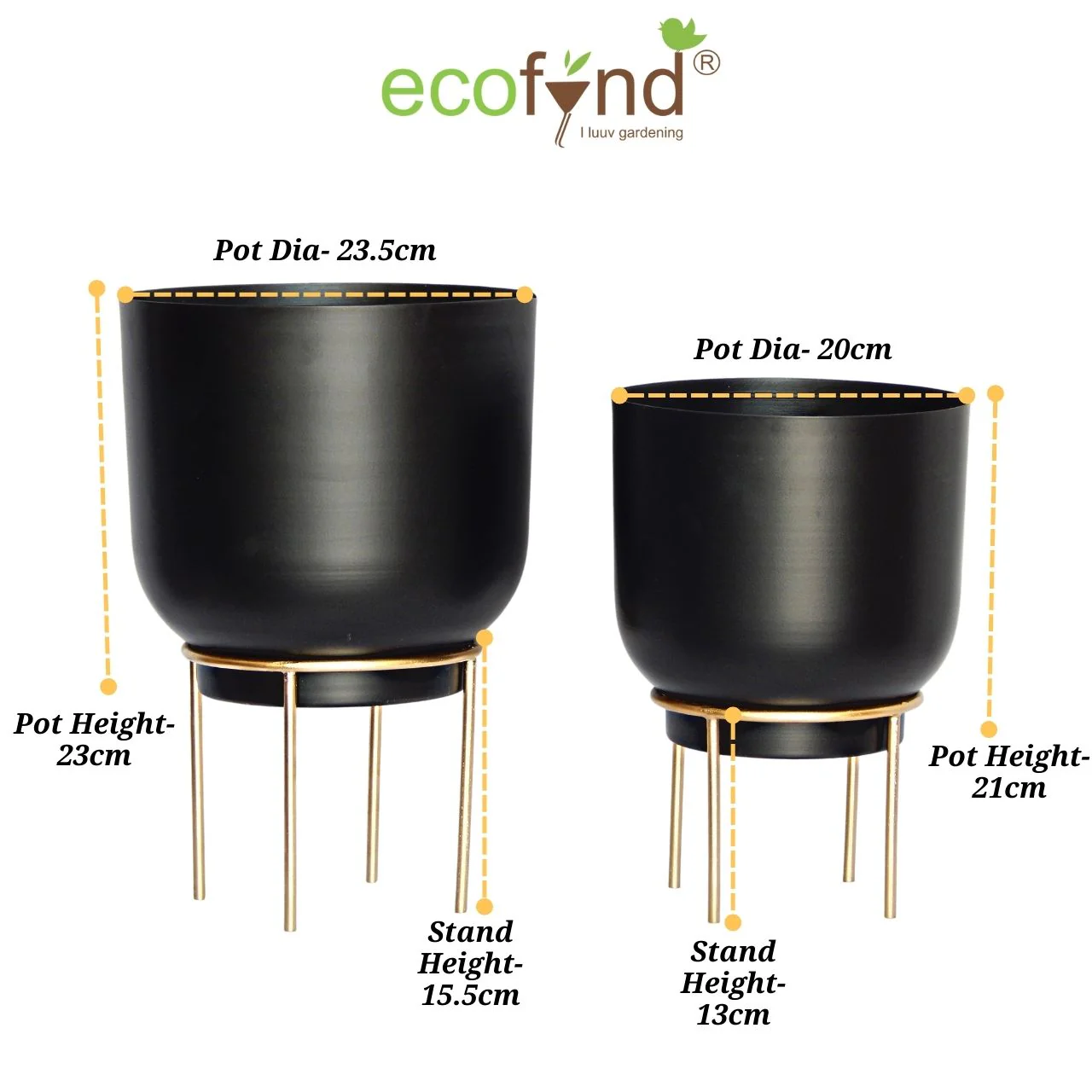 Eva Black Metal Plant Pot with Stand (Set of 2) - Image 3