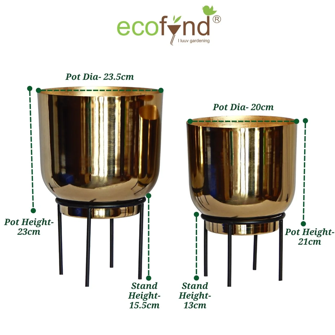 Eva Metal Plant Pot with Stand - Image 3