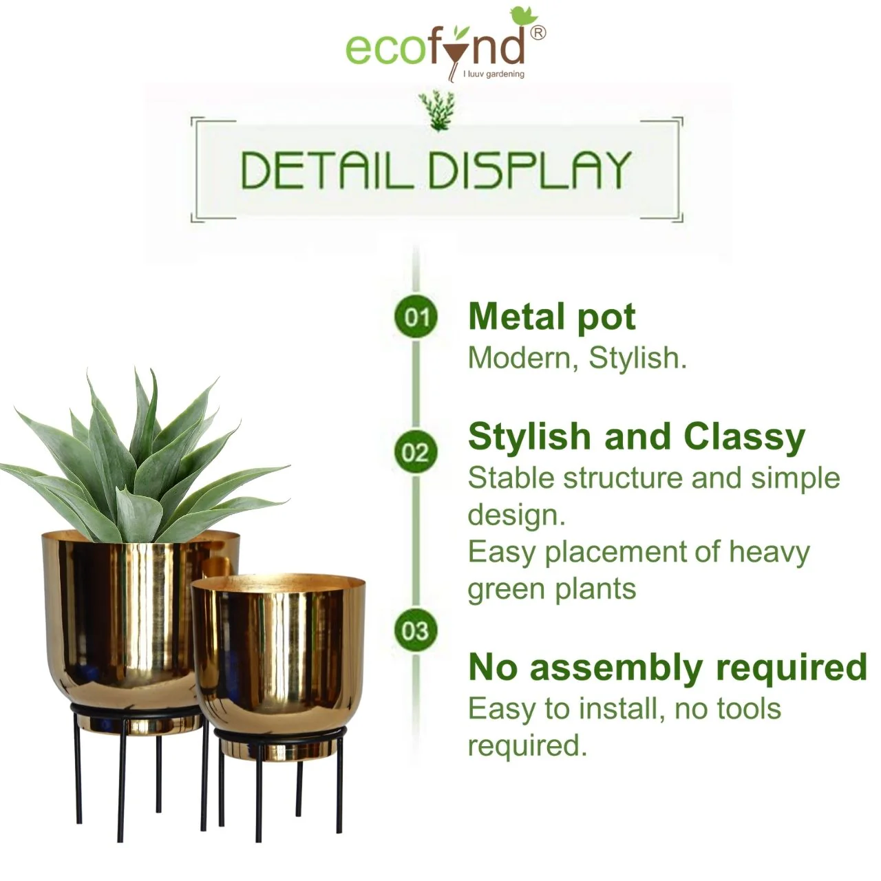 Eva Metal Plant Pot with Stand - Image 6