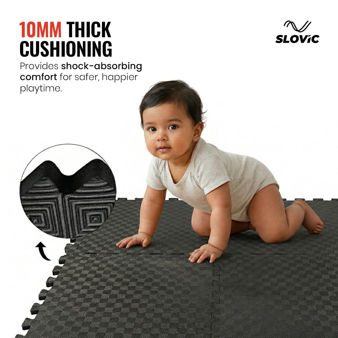 EVA Puzzle Mat 10mm | Black | 24" X 24" - Image 3