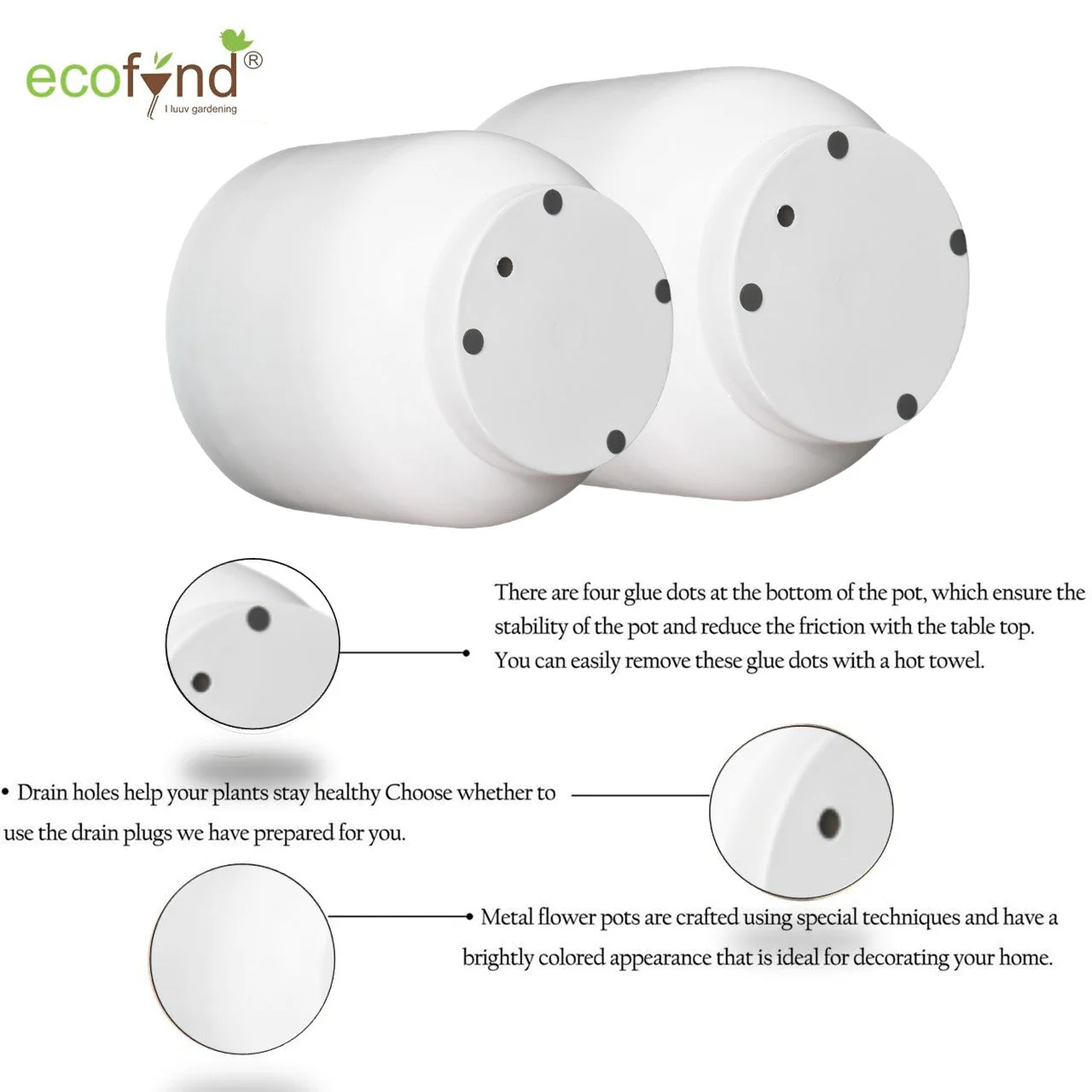 Eva White Metal Pot - Image 4