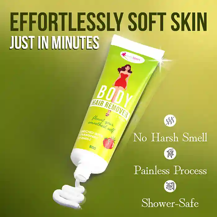 everteen Body Hair Remover Cream for Women enriched with Strawberry, Vitamin E, Almond Oil and Allantoin - 50g - Image 8