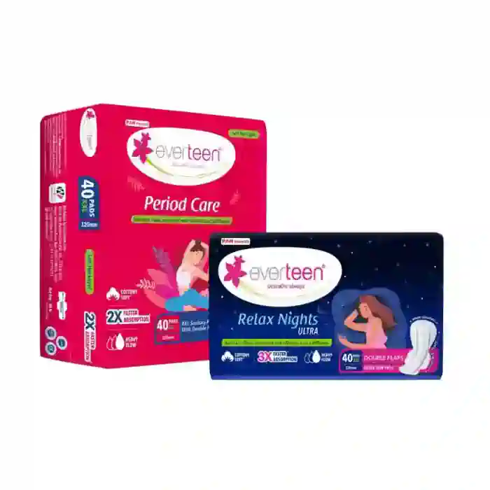 everteen Combo - Relax Nights Ultra and Period Care XXL Sanitary Pads Enriched With Neem Safflower