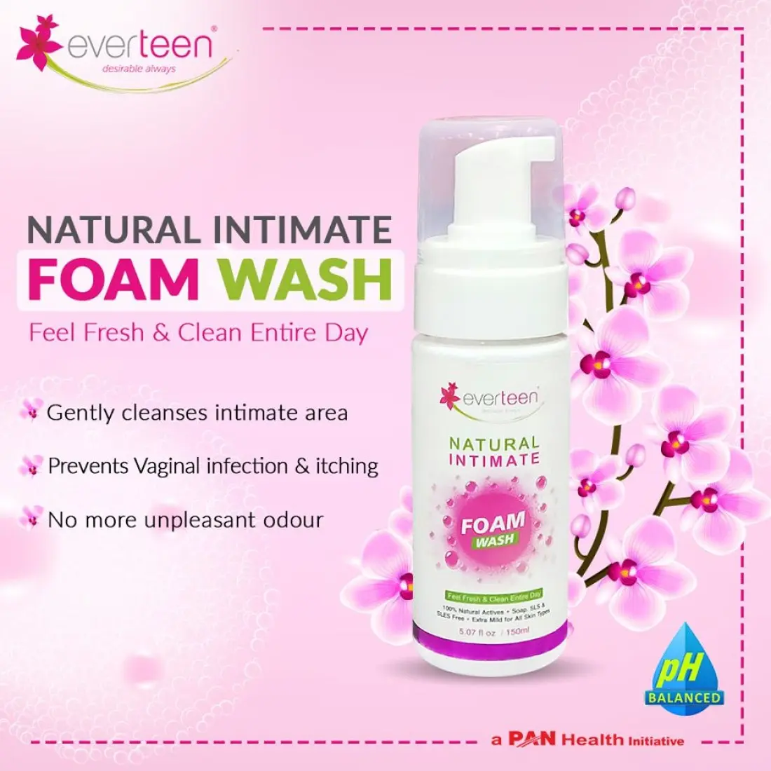 Everteen Natural Intimate Foam Wash For Women - 150 Ml - Image 2