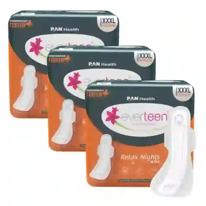 everteen Relax Nights Ultra Overnight XXXL Sanitary Pads, Neem, Safflower, Dermatologically Tested, Heavy Flow, Postpartum Care - 30 Pads (410mm) - Image 12