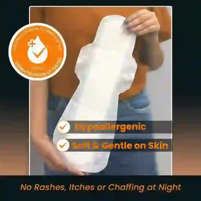 everteen Relax Nights Ultra Overnight XXXL Sanitary Pads, Neem, Safflower, Dermatologically Tested, Heavy Flow, Postpartum Care - 30 Pads (410mm) - Image 7