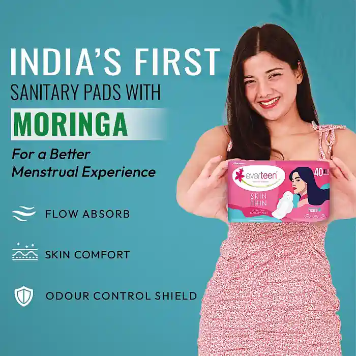 everteen SKIN THIN Ultrathin XL Sanitary Pads with Moringa, Aloe Vera, Dermatologically Tested, Rash-Free
