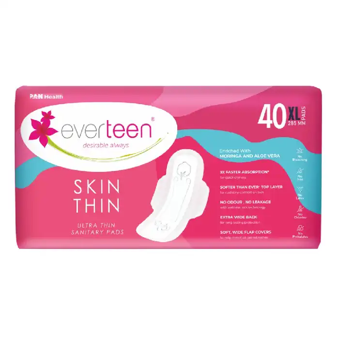 everteen SKIN THIN Ultrathin XL Sanitary Pads with Moringa, Aloe Vera, Dermatologically Tested, Rash-Free - Image 7