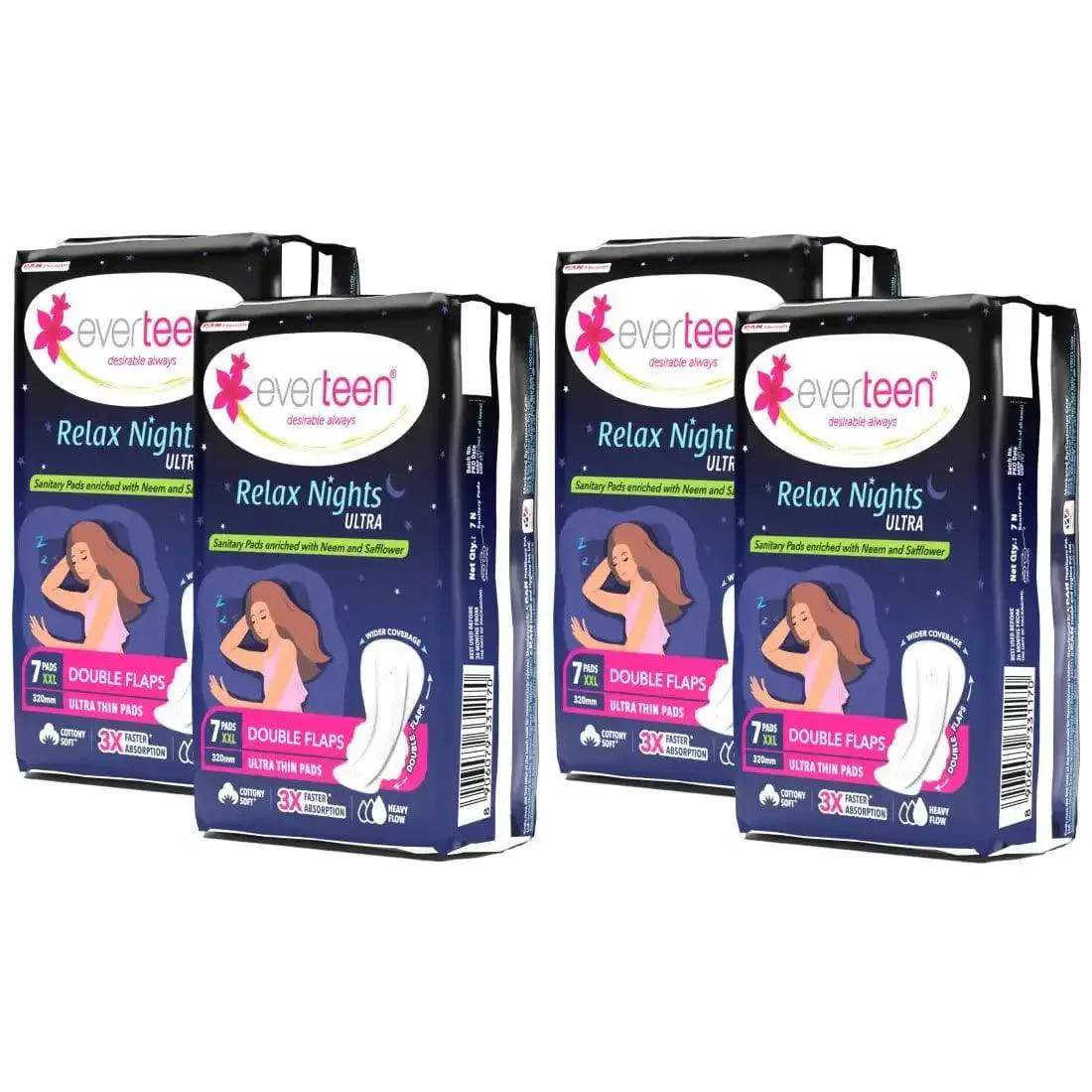 Everteen Xxl Relax Nights Ultra Thin 7 Sanitary Pads With Neem And Safflower - Image 14