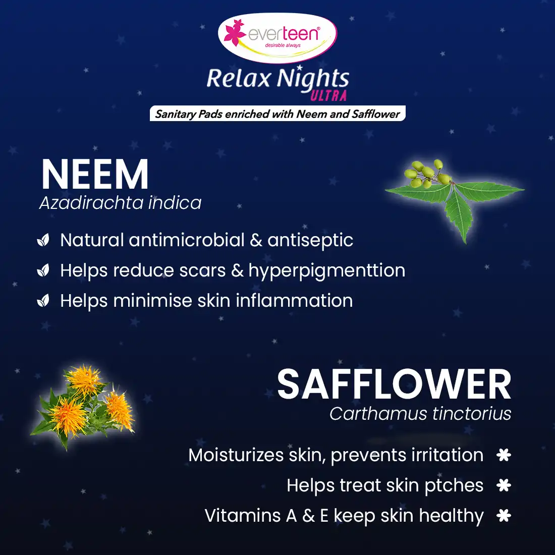 Everteen Xxl Relax Nights Ultra Thin 7 Sanitary Pads With Neem And Safflower - Image 3