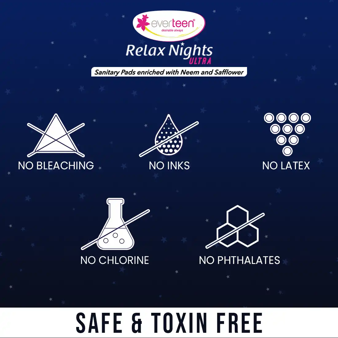 Everteen Xxl Relax Nights Ultra Thin 7 Sanitary Pads With Neem And Safflower - Image 7