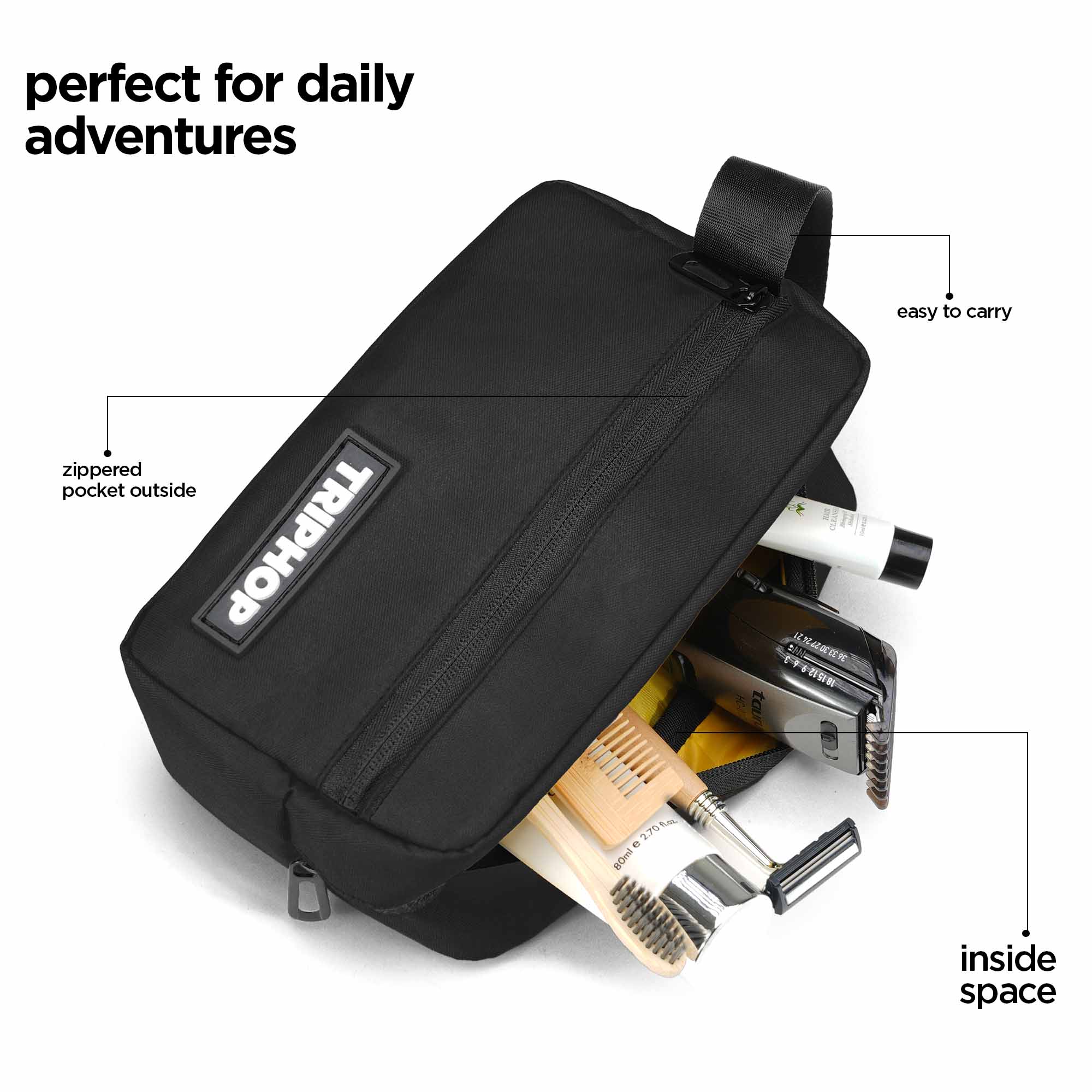 Everyday Toiletry Bag (Black) - Image 6