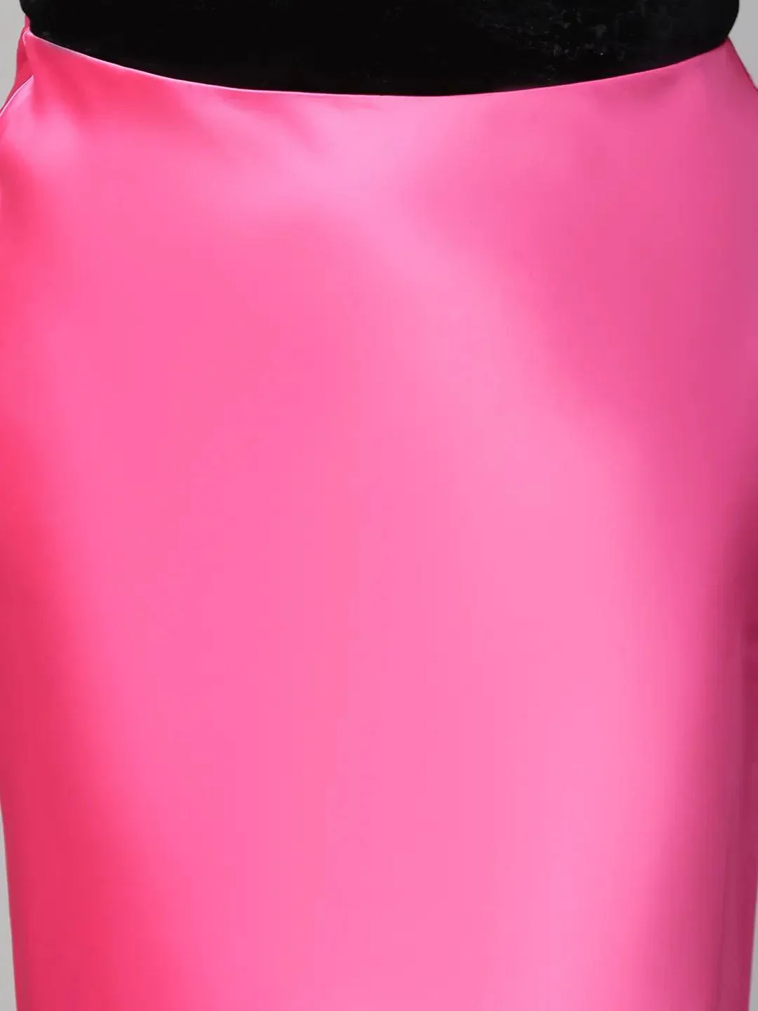 Eye-catchy Elasticated Plus Size Women Knee-length Satin Skirt - Image 6