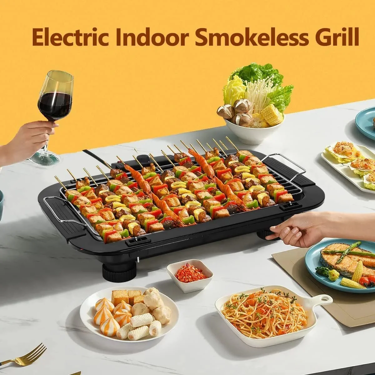 EzBBQ: 2000W Electric Barbecue Grill with Adjustable Temperature, Smokeless Design & Removable Drip Tray for Indoor & Outdoor Cooking - Image 5
