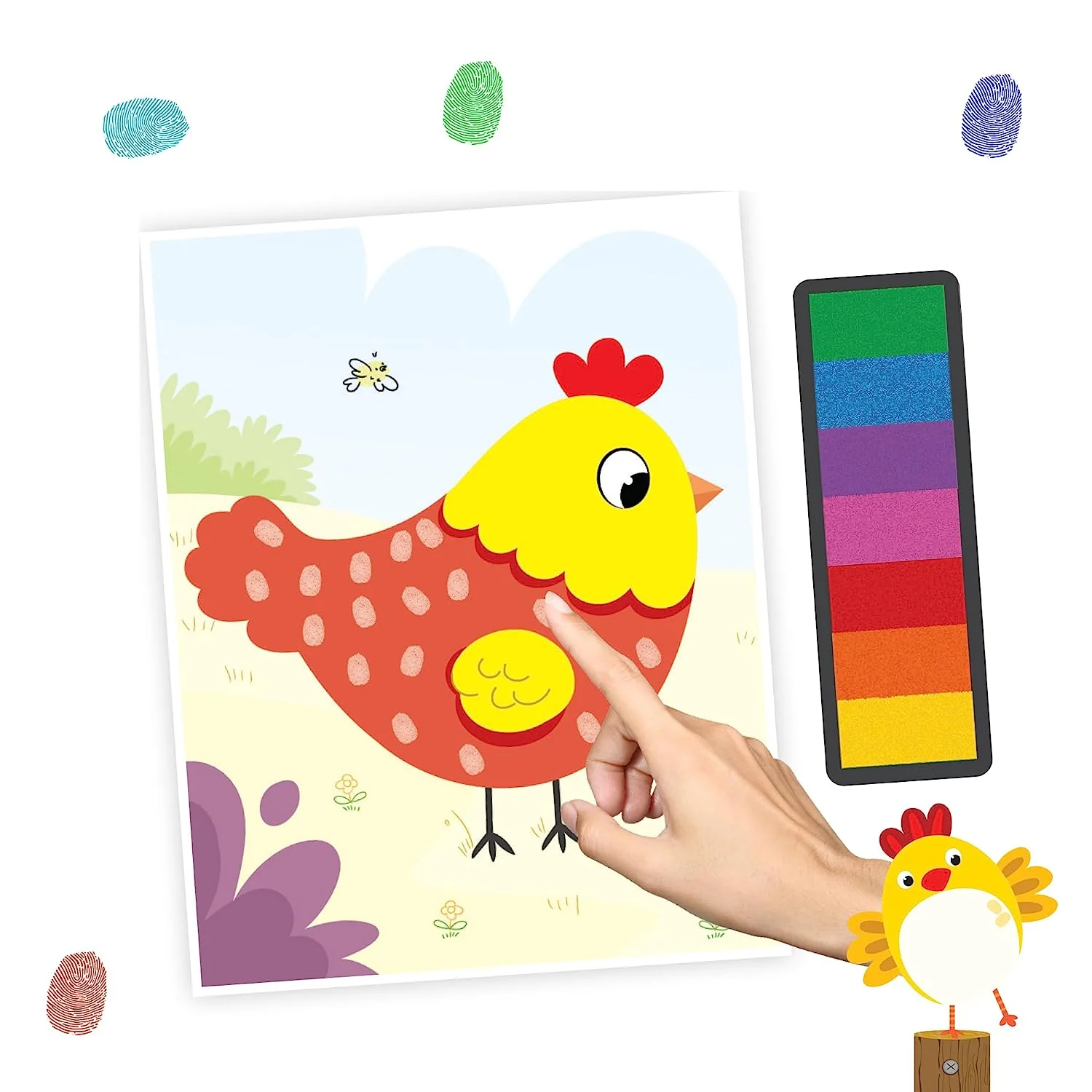 Farm Fingerprint Art Activity Book for Children Age 4 - 9 years with Thumbprint Gadget | Colouring Book for Kids - Image 3