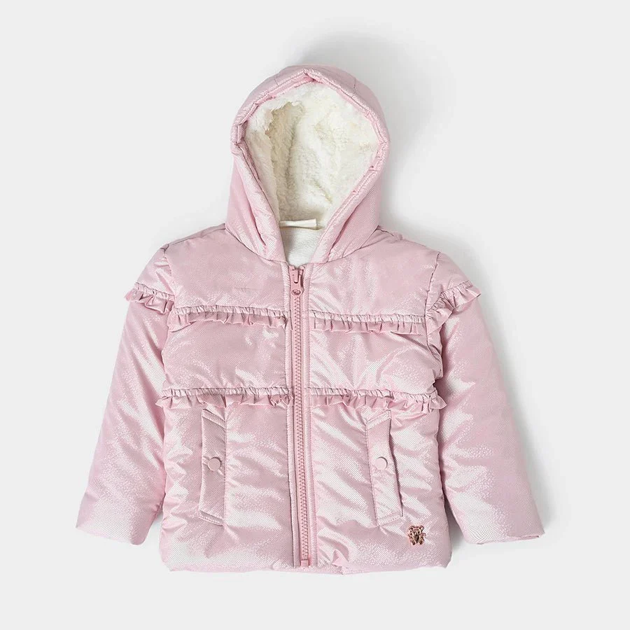 Farm Friends Baby Pink Solid Jacket For Girl