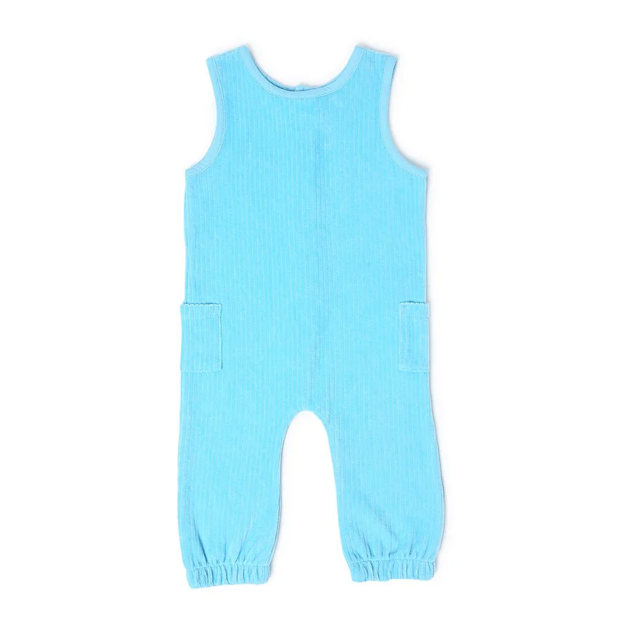 Farm Friends Drop Needle Cotton Blue Baby Dungaree - Image 2