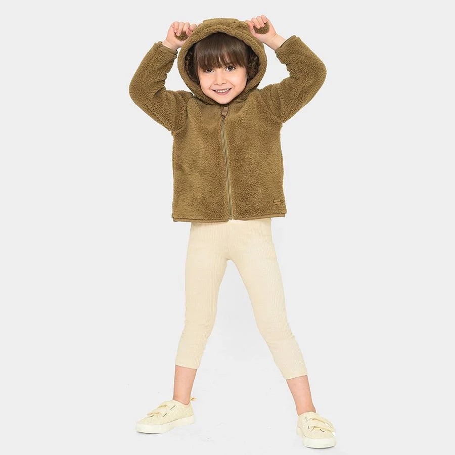 Farm Friends Flurry Knitted Brown Baby Winter Jacket Girl - Image 2