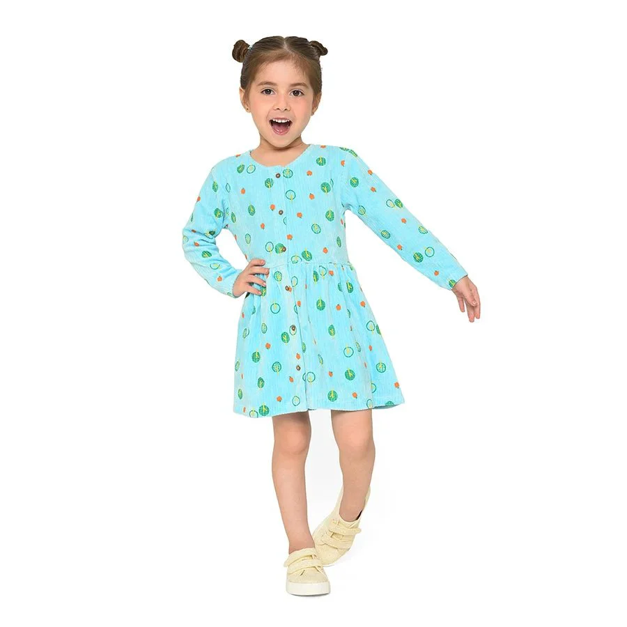 Farm Friends Front Open Printed Blue Baby Girl Dress - Image 2