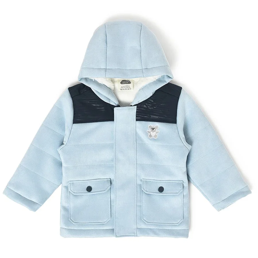 Farm Friends Hooded Sky Blue Jacket For Baby