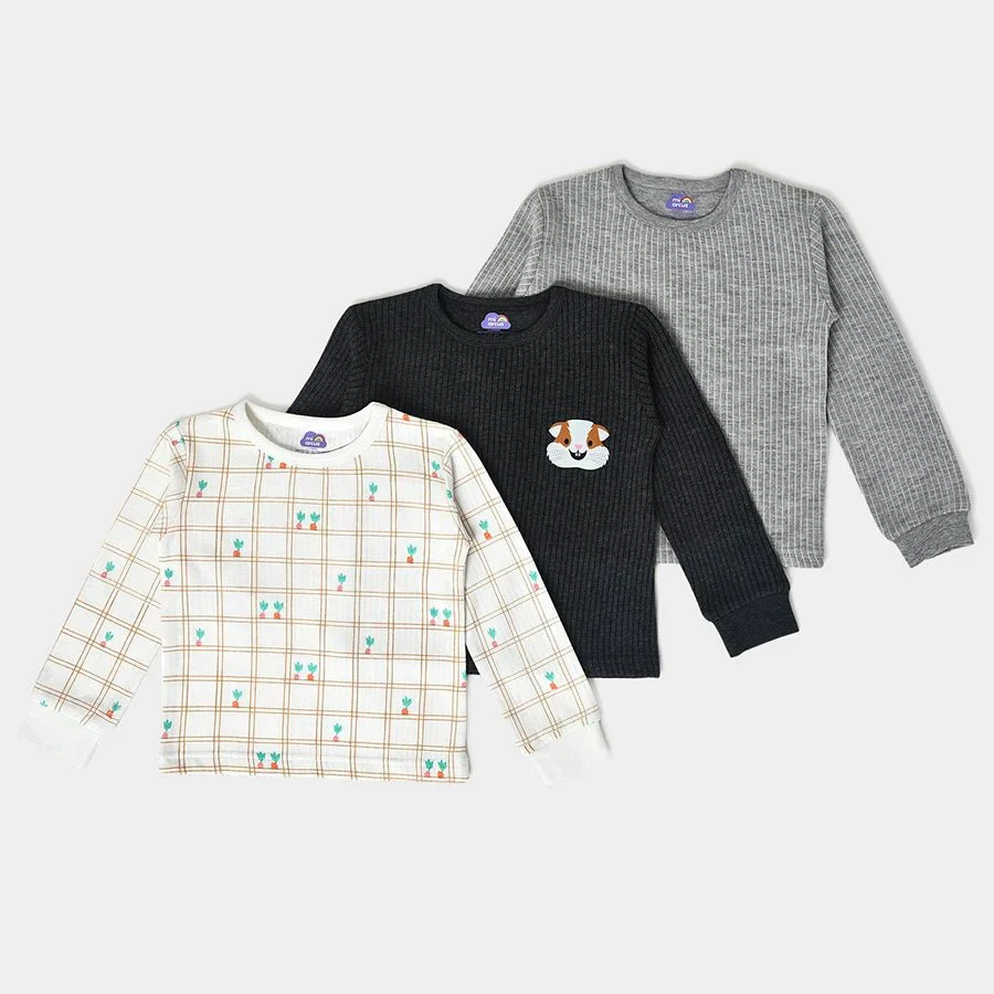 Farm Friends Knitted Full Sleeve Baby Girl Thermal Top Pack Of 3 - Image 2