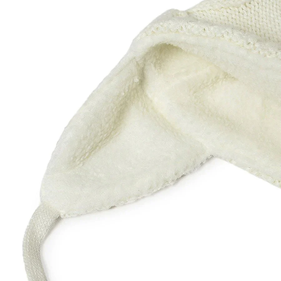 Farm Friends Knitted White Beanie Cap For Baby Girls - Image 6