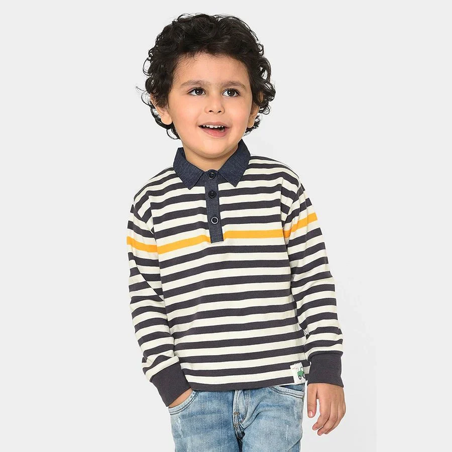 Farm Friends Polo Striper T-Shirt For Baby Boy