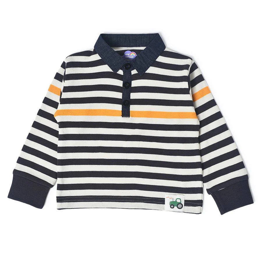 Farm Friends Polo Striper T-Shirt For Baby Boy - Image 2