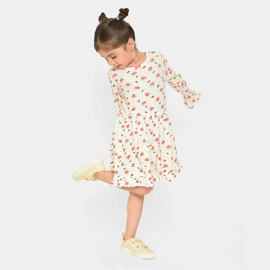 Farm Friends Printed Full Sleeve Dress For Baby Girls - Image 2