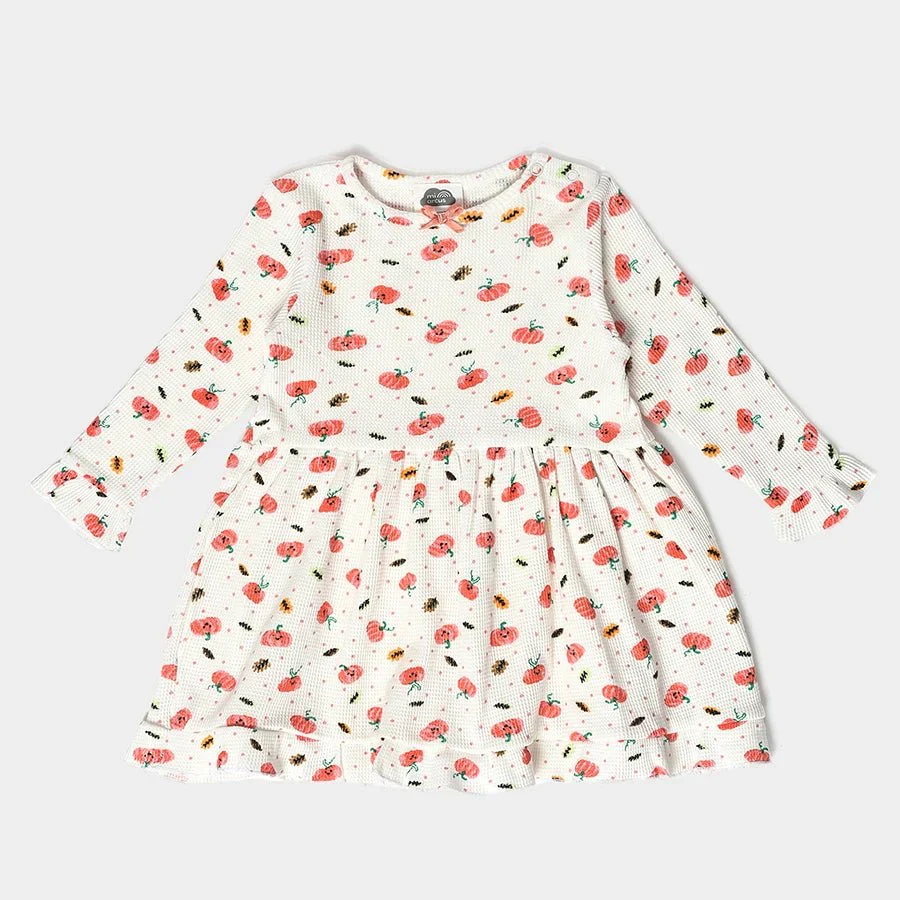 Farm Friends Printed Full Sleeve Dress For Baby Girls - Image 3