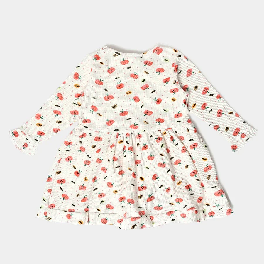 Farm Friends Printed Full Sleeve Dress For Baby Girls - Image 4